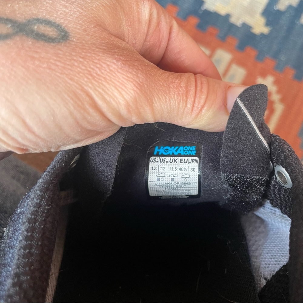 Hoka OneOne Huaka Origins Triple Black Sneaker Mens 12 - Picture 7 of 10
